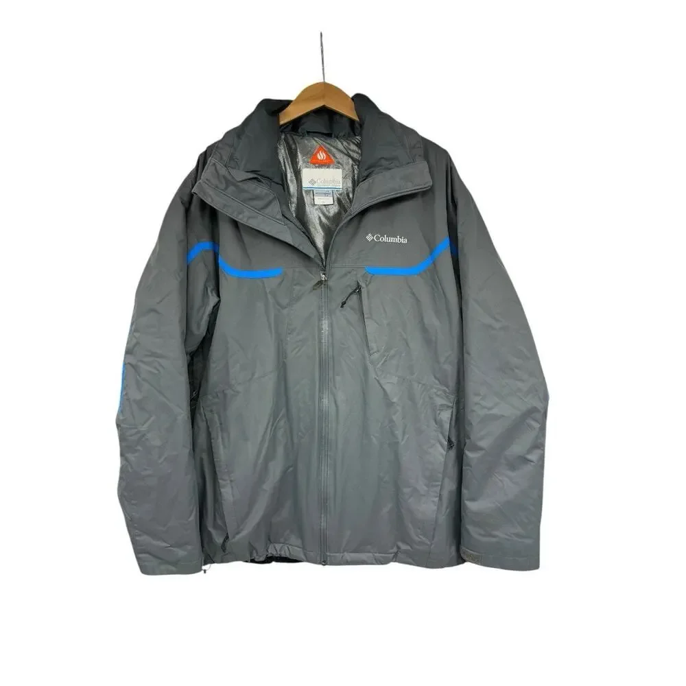 Columbia Men's XL Nordic Point II Interchange 3-in-1 Jacket Omni Heat Gray Blue‎